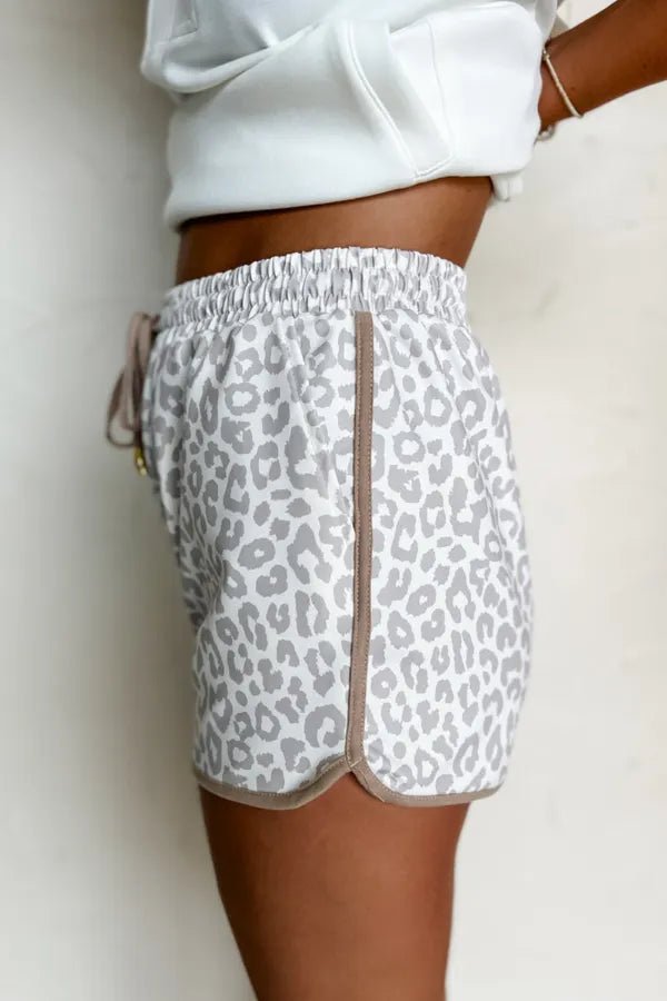 Leopard Print Drawstring Casual Shorts - adritiX