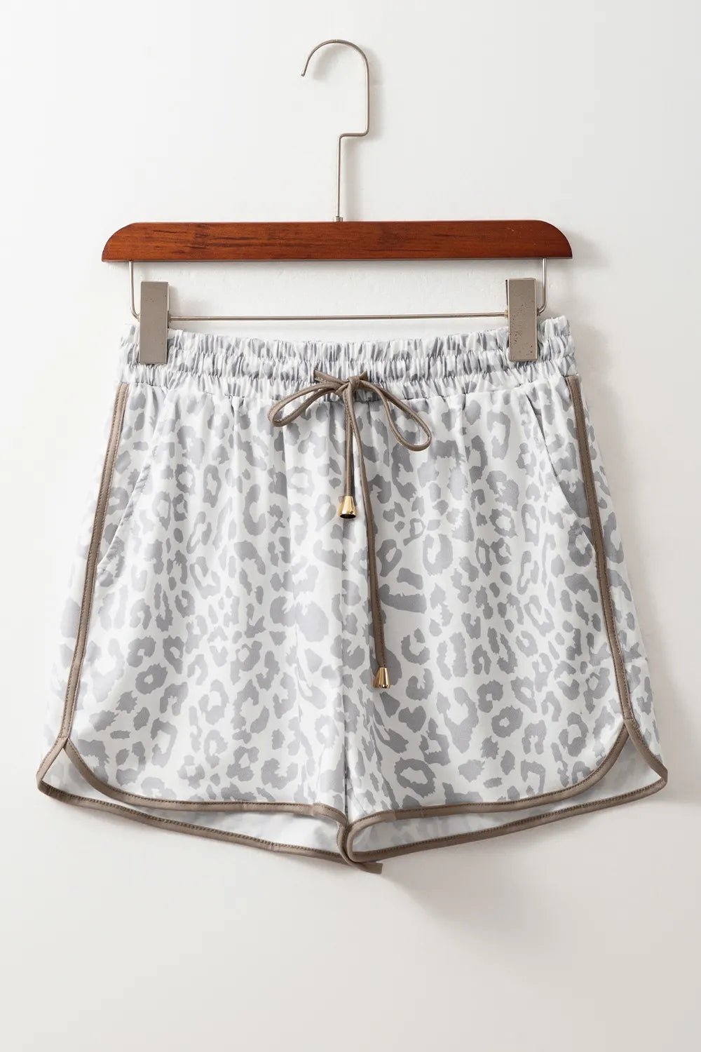 Leopard Print Drawstring Casual Shorts - adritiX