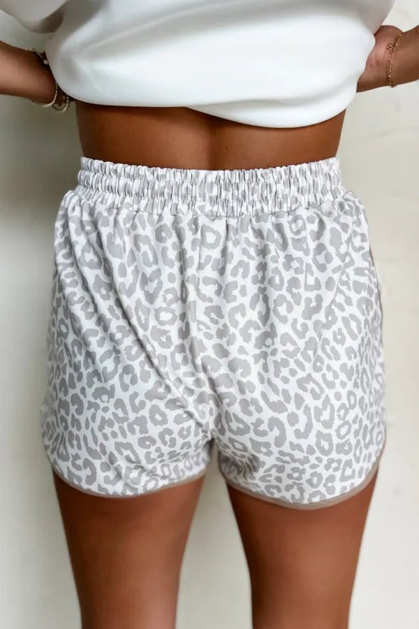 Leopard Print Drawstring Casual Shorts - adritiX