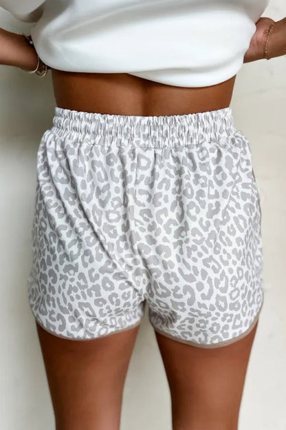 Leopard Print Drawstring Casual Shorts - adritiX