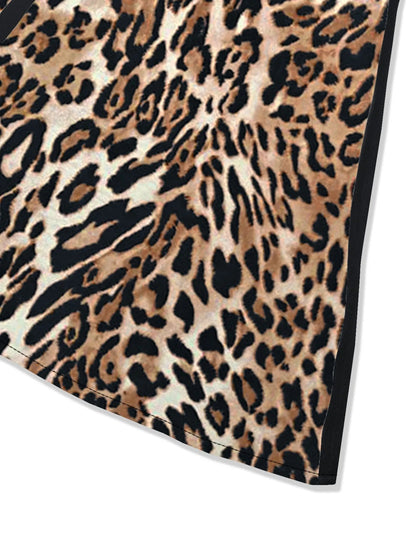 Leopard Print V - neck Cami Swing Dress - adritiX