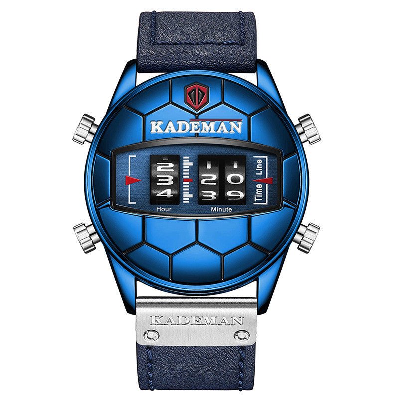 Mens Large Dial Roller Scale Sports Waterproof Steel Band Watch - adritiX
