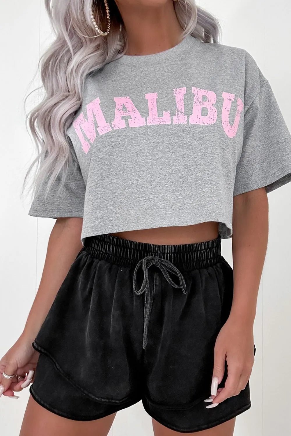 Mineral Wash French Terry High Waist Casual Shorts - adritiX