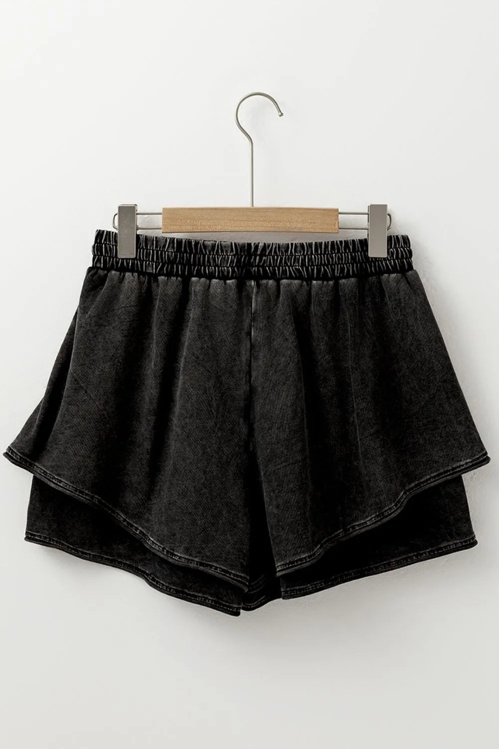 Mineral Wash French Terry High Waist Casual Shorts - adritiX