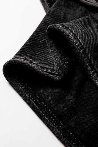 Mineral Wash French Terry High Waist Casual Shorts - adritiX