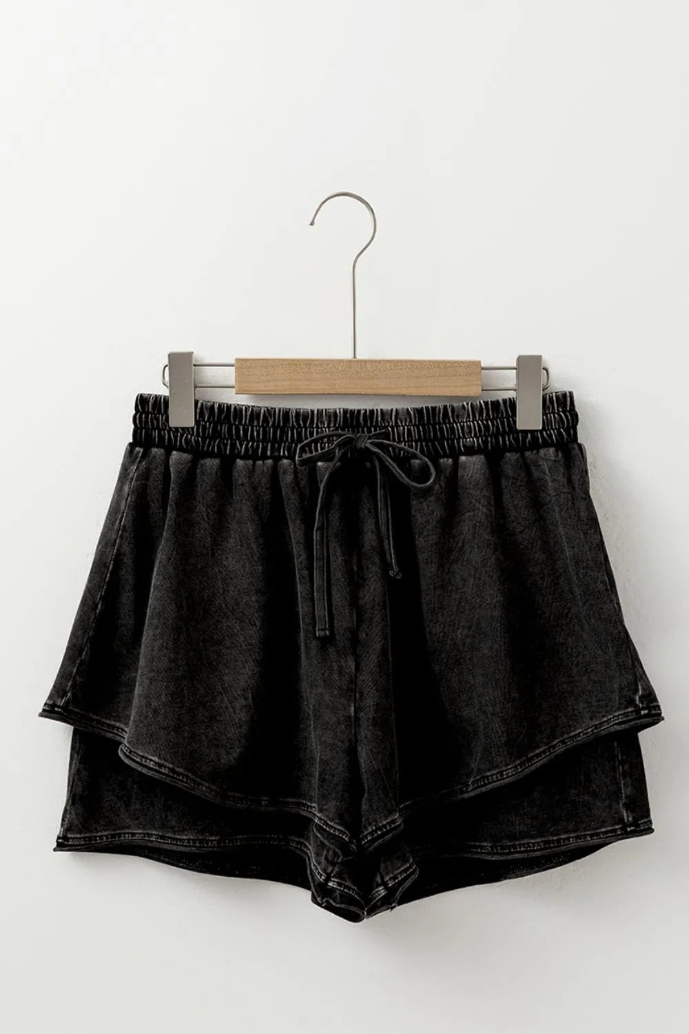 Mineral Wash French Terry High Waist Casual Shorts - adritiX