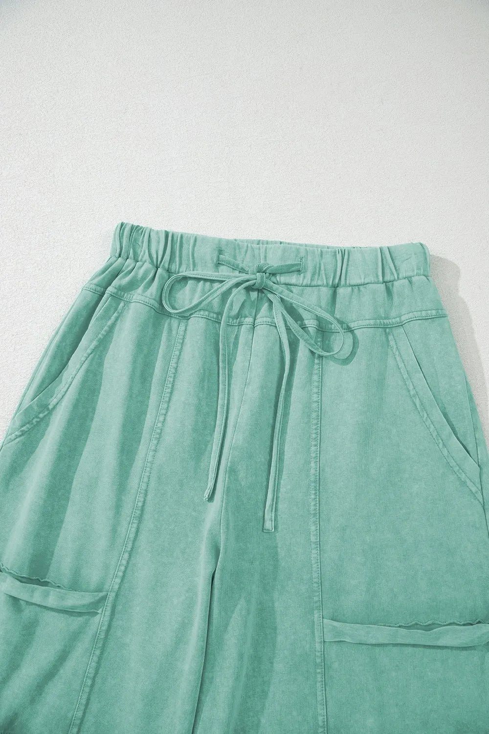 Mineral Wash High Waist Cargo Pants with Exposed Seams & Drawstring - Effortless Style & Comfort - adritiX