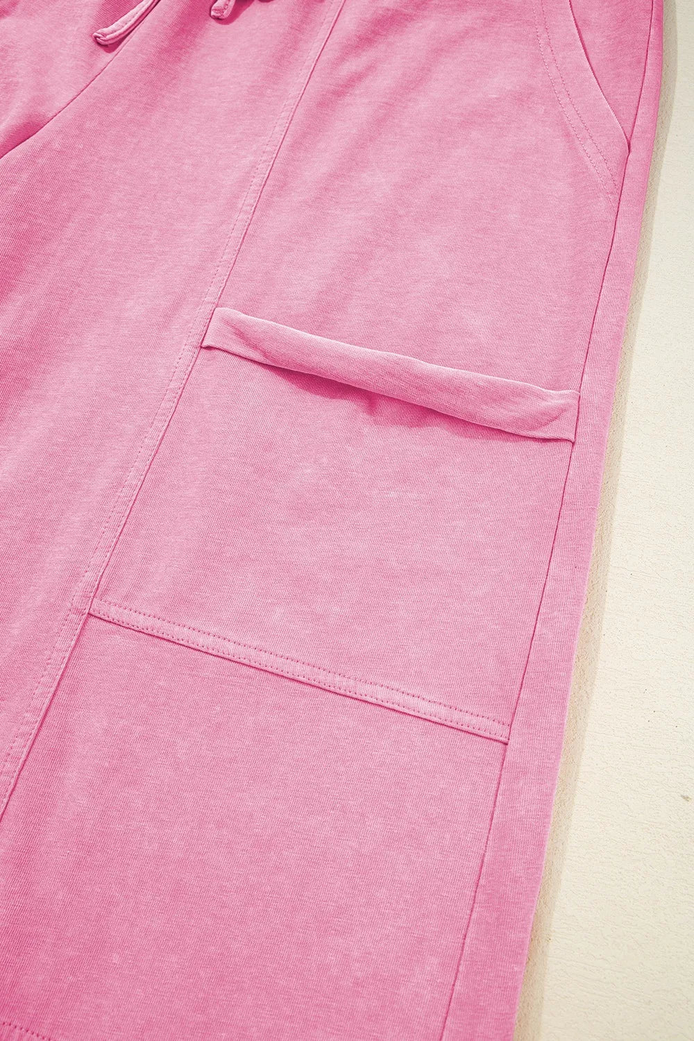 Mineral Wash High Waist Cargo Pants with Exposed Seams & Drawstring - Effortless Style & Comfort - adritiX