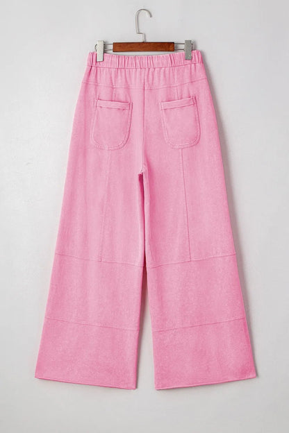 Mineral Wash High Waist Cargo Pants with Exposed Seams & Drawstring - Effortless Style & Comfort - adritiX
