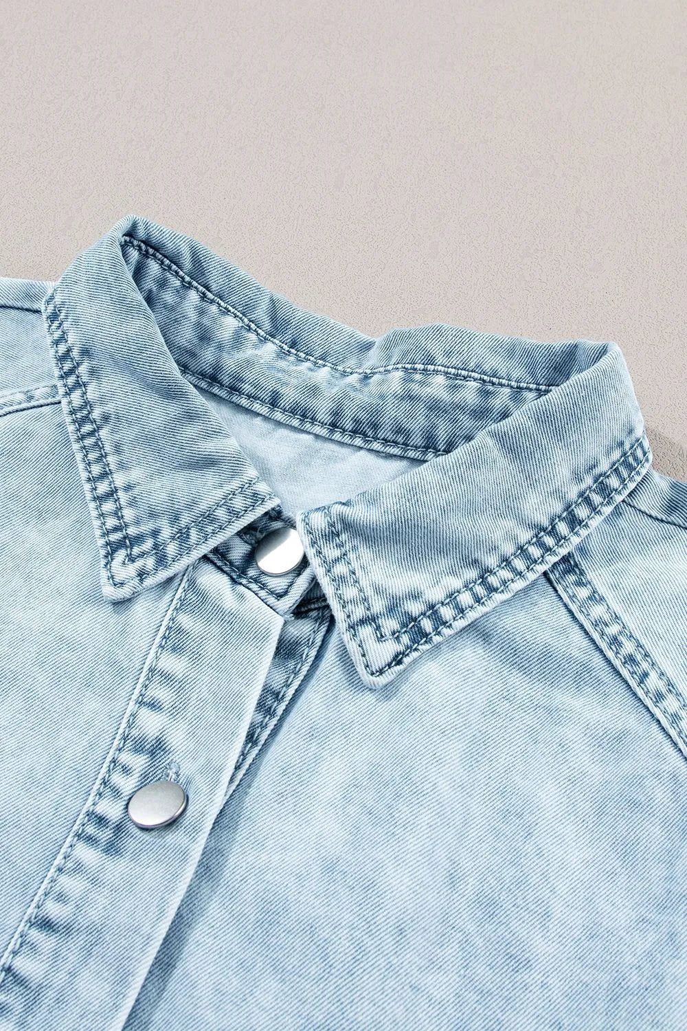 Mineral Wash Ruffle Sleeve Denim Dress - adritiX