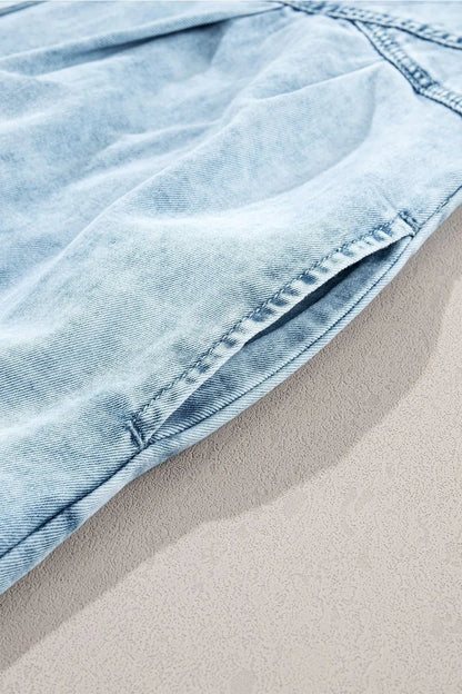 Mineral Wash Ruffle Sleeve Denim Dress - adritiX