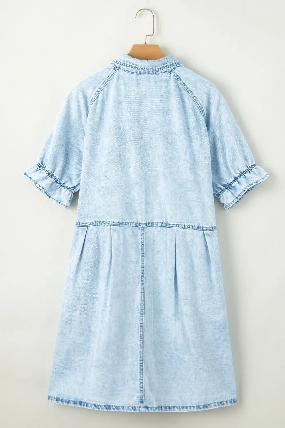 Mineral Wash Ruffle Sleeve Denim Dress - adritiX