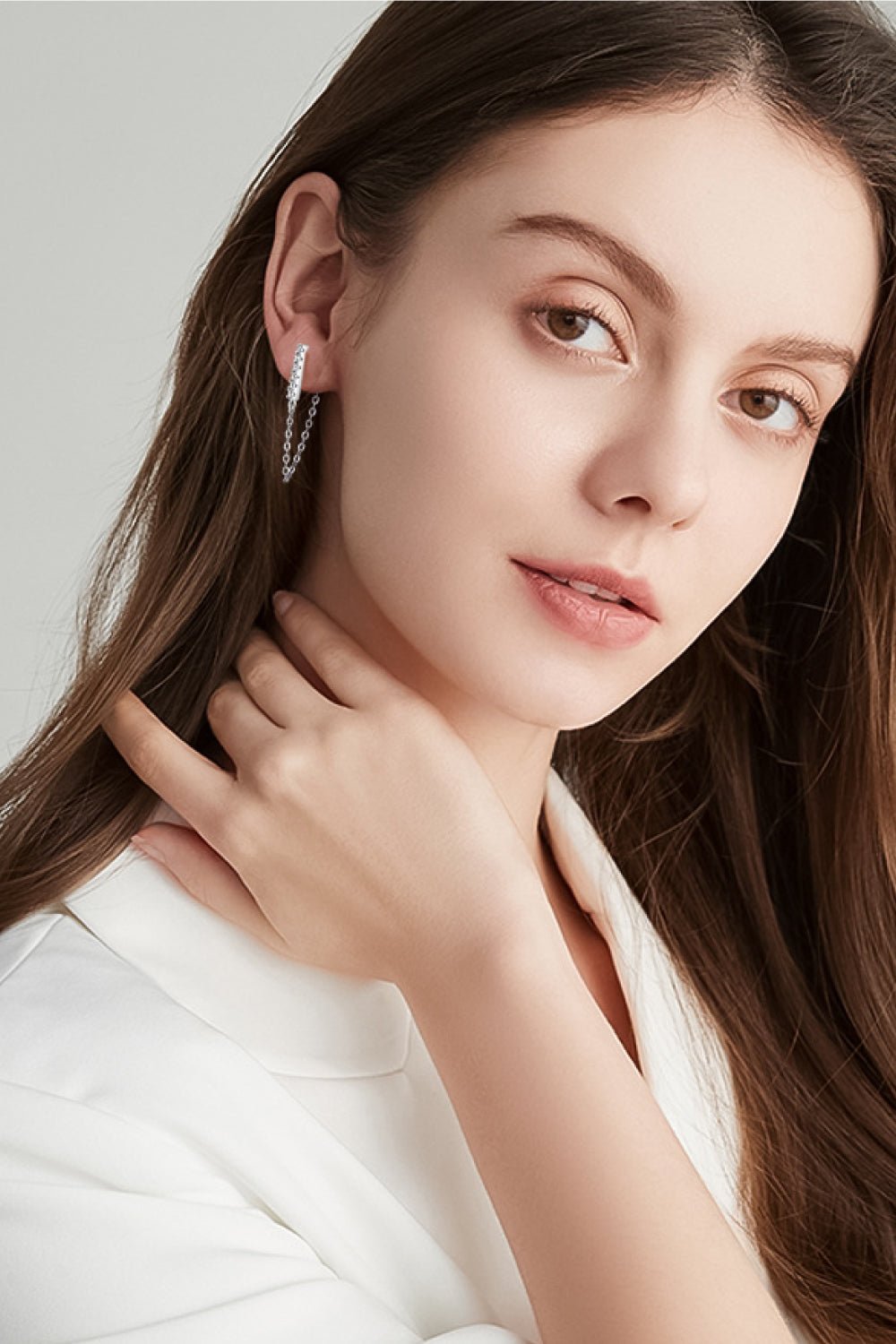Moissanite 925 Sterling Silver Connected Earrings - adritiX
