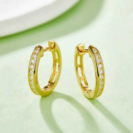 Moissanite 925 Sterling Silver Huggie Earrings - adritiX