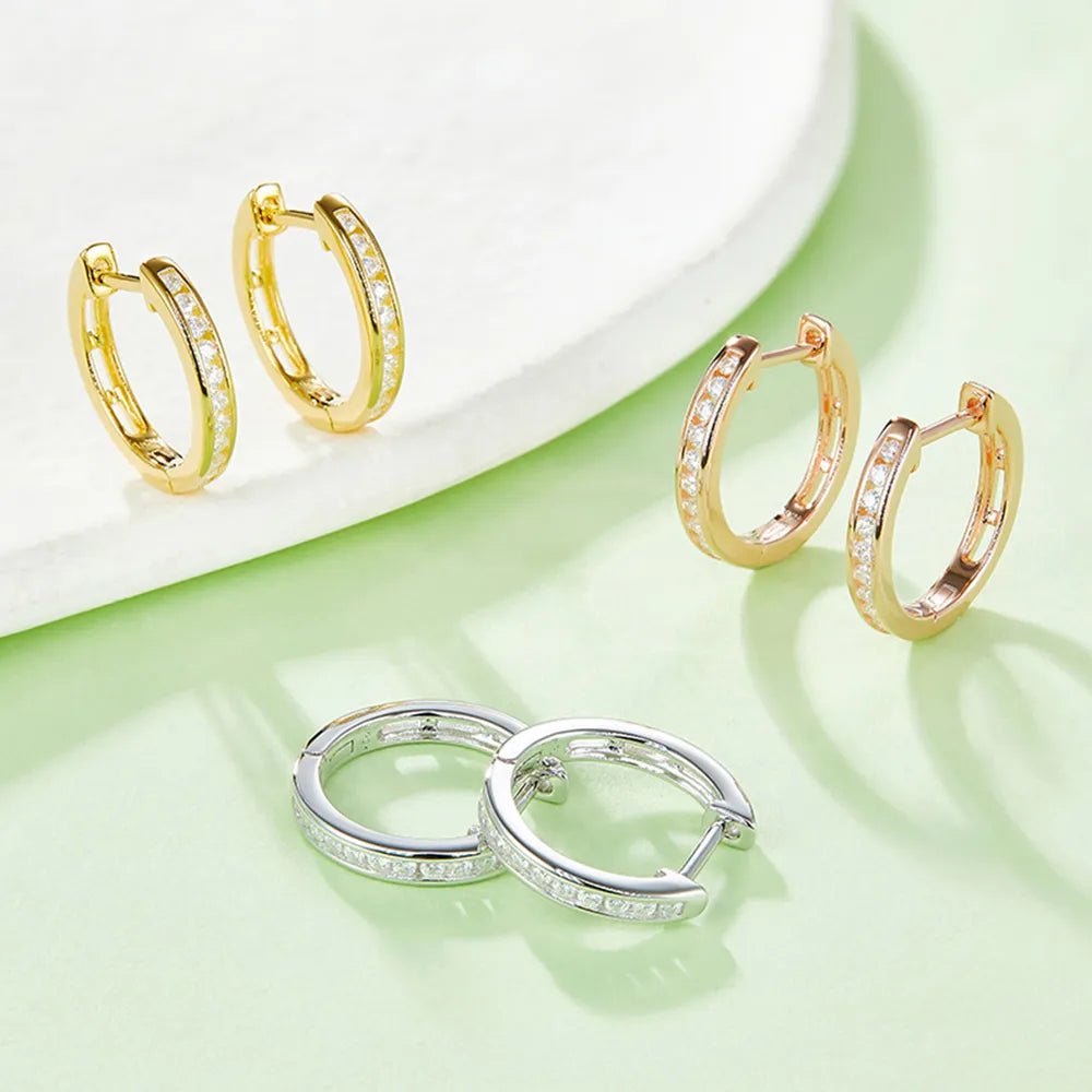 Moissanite 925 Sterling Silver Huggie Earrings - adritiX