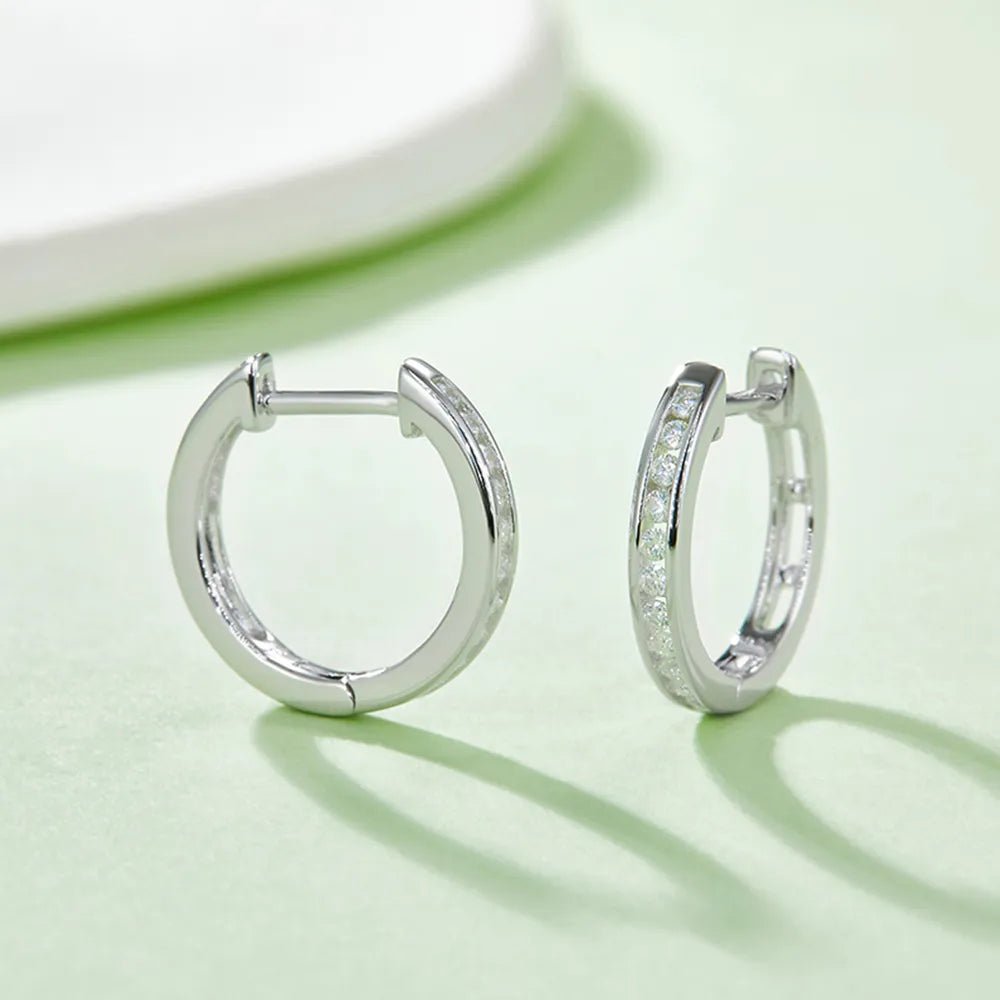 Moissanite 925 Sterling Silver Huggie Earrings - adritiX
