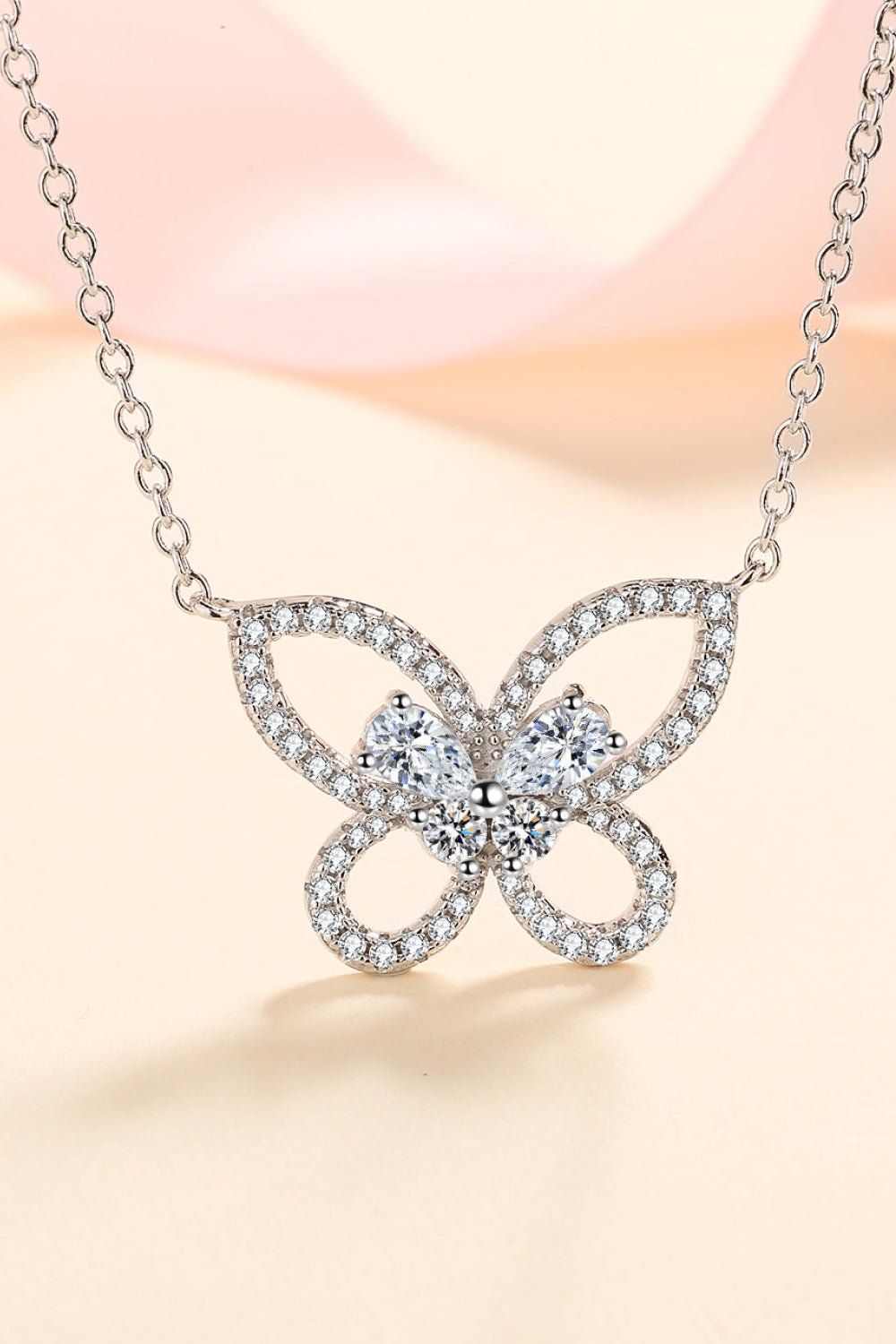 Moissanite Butterfly Pendant Necklace - adritiX