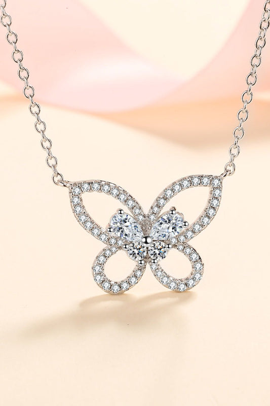Moissanite Butterfly Pendant Necklace - adritiX