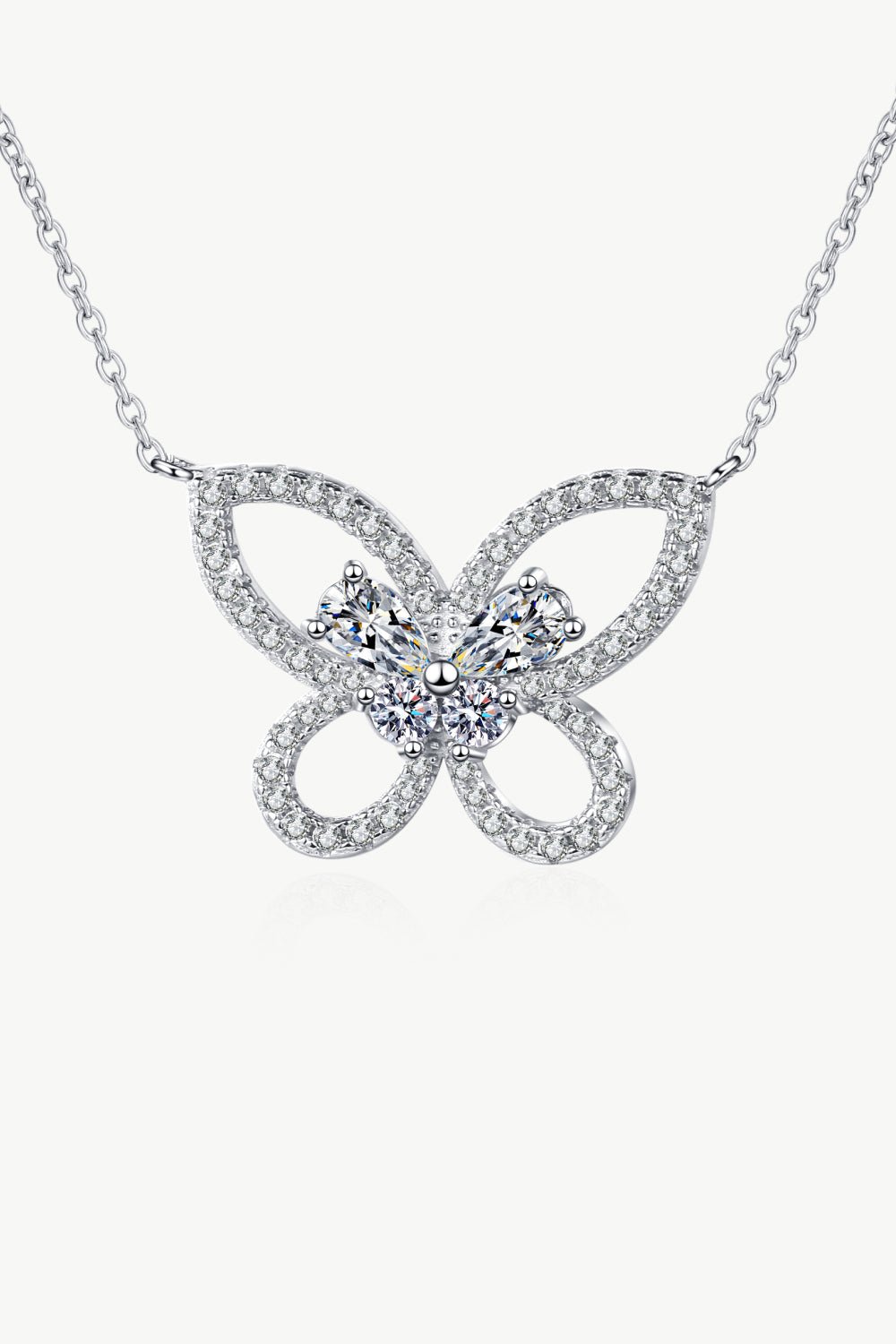 Moissanite Butterfly Pendant Necklace - adritiX