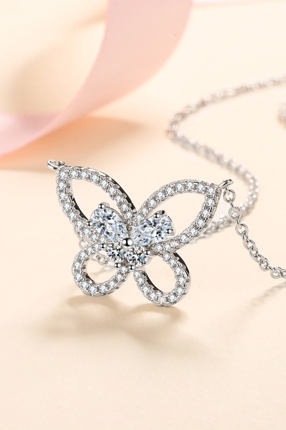 Moissanite Butterfly Pendant Necklace - adritiX