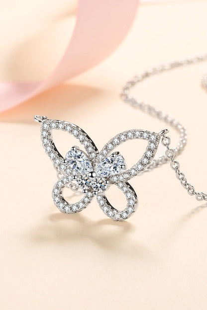 Moissanite Butterfly Pendant Necklace - adritiX