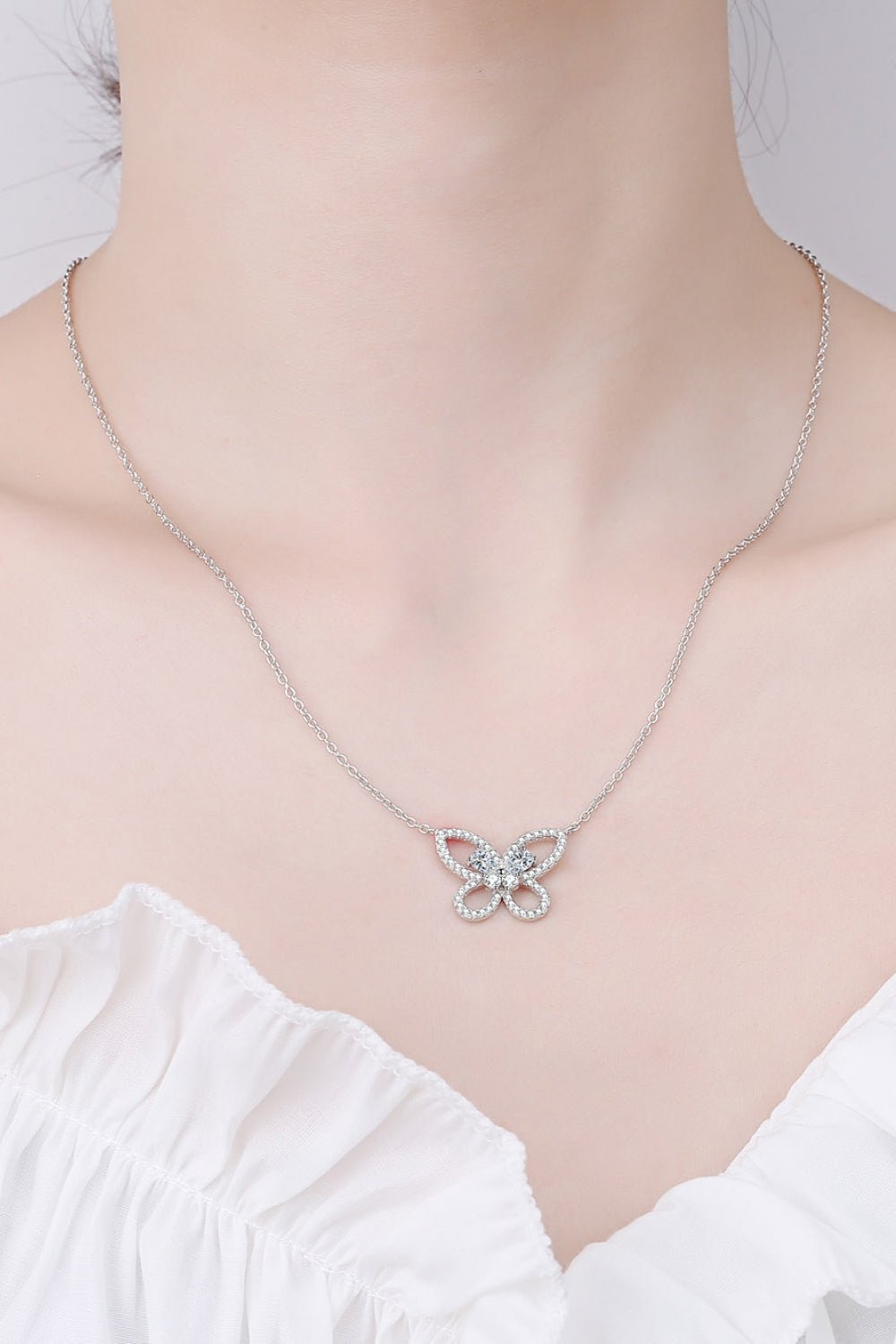 Moissanite Butterfly Pendant Necklace - adritiX