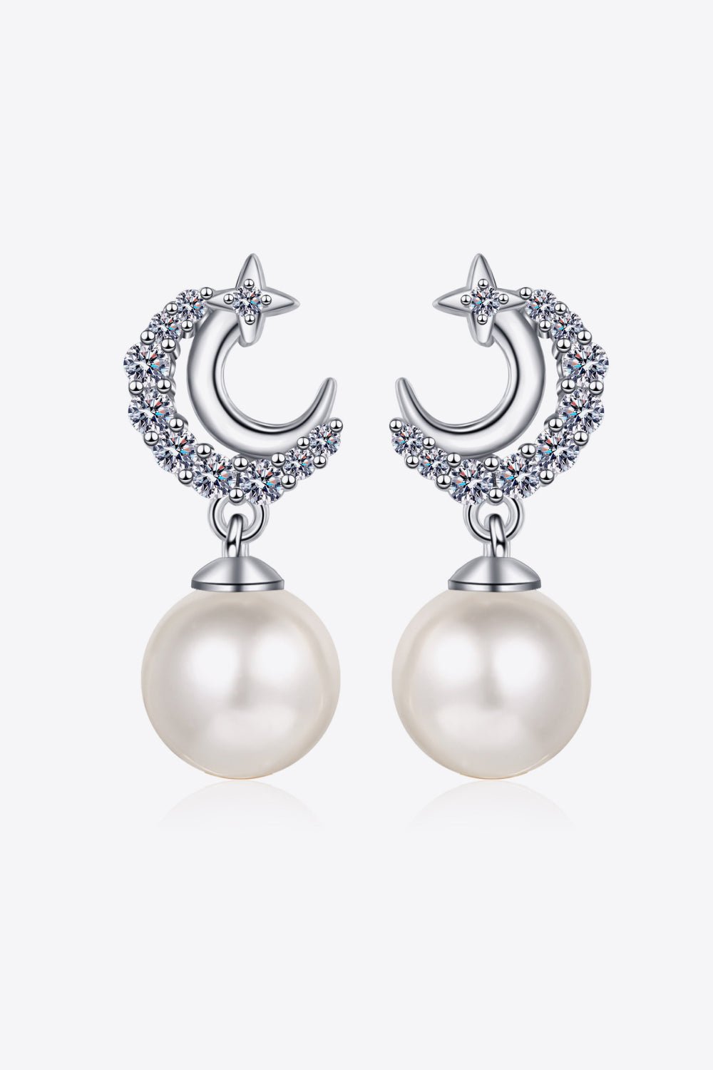 Moissanite Pearl Drop Earrings - adritiX