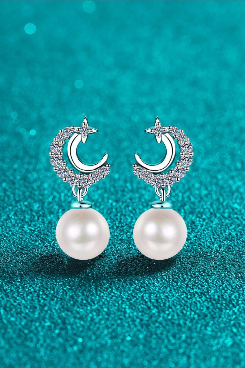 Moissanite Pearl Drop Earrings - adritiX