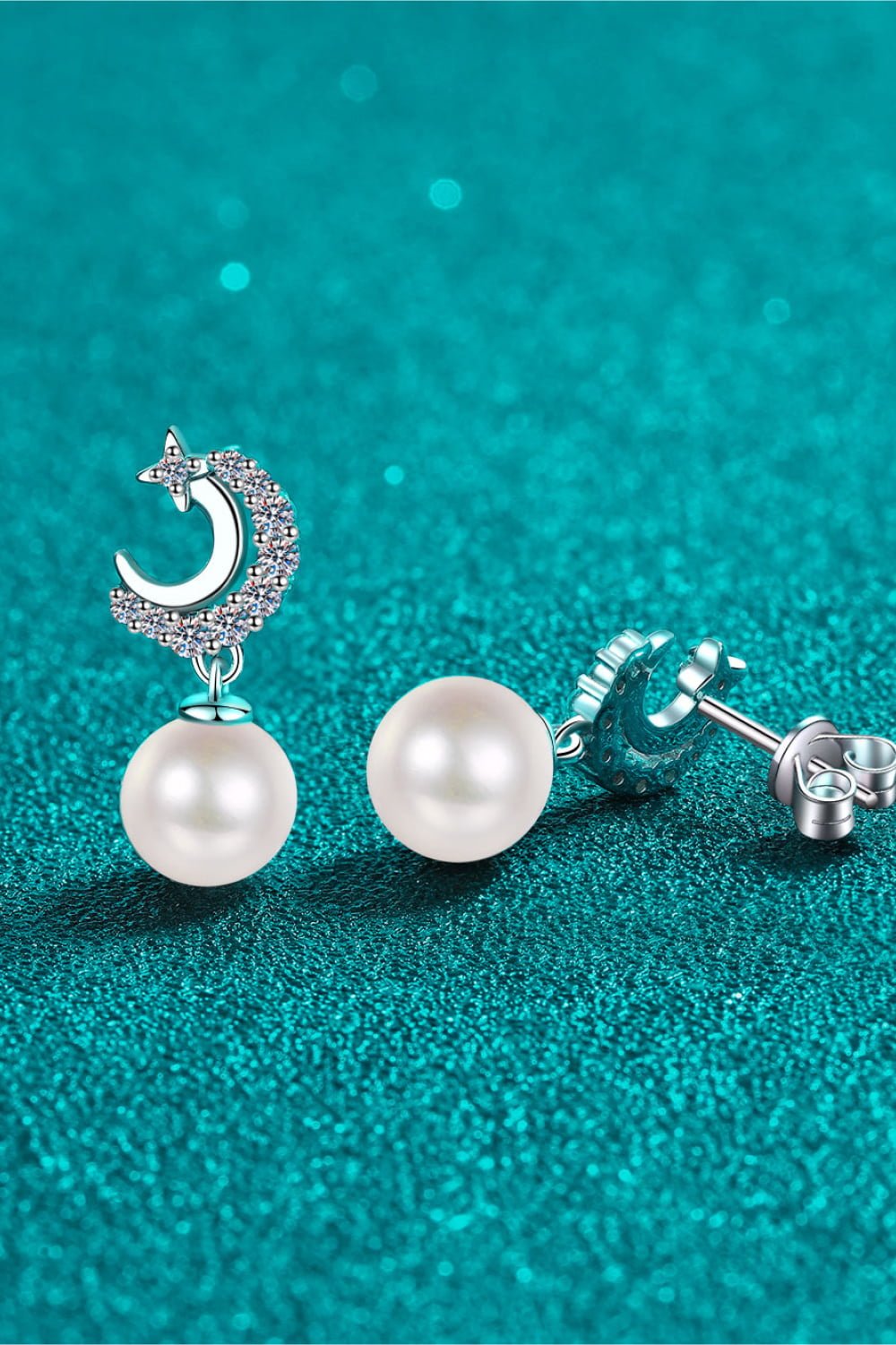 Moissanite Pearl Drop Earrings - adritiX