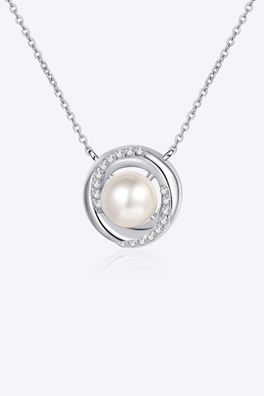 Moissanite Pearl Rhodium - Plated Necklace - adritiX