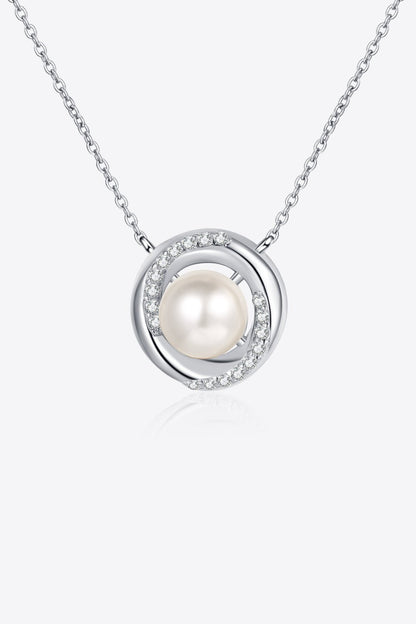 Moissanite Pearl Rhodium - Plated Necklace - adritiX