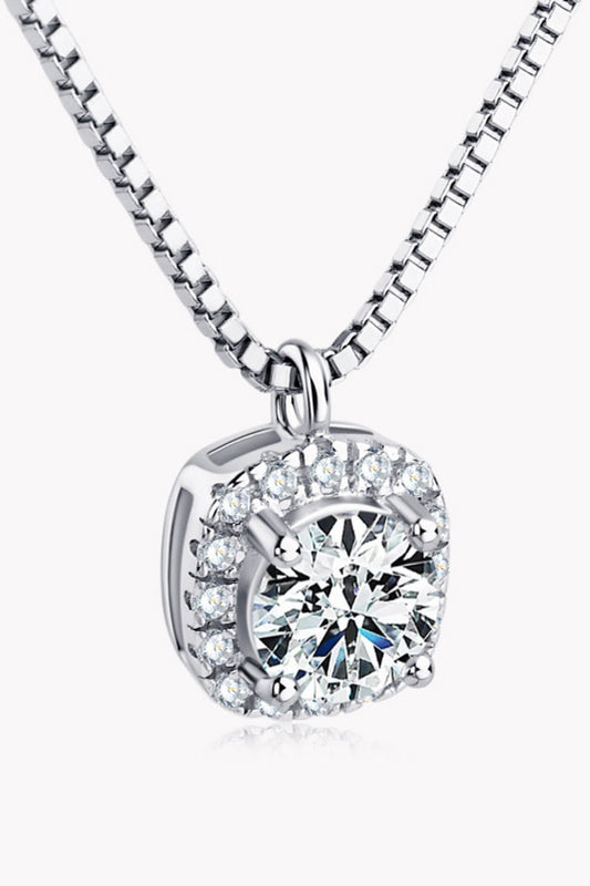 Moissanite Pendant Platinum - Plated Necklace - adritiX