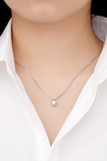 Moissanite Pendant Platinum - Plated Necklace - adritiX