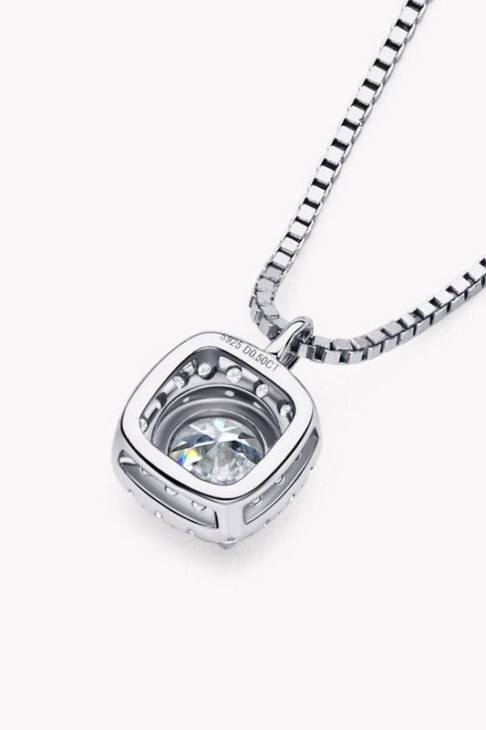Moissanite Pendant Platinum - Plated Necklace - adritiX