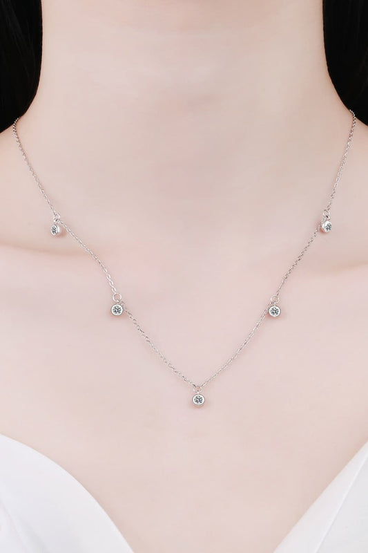 Moissanite Rhodium - Plated Necklace - adritiX