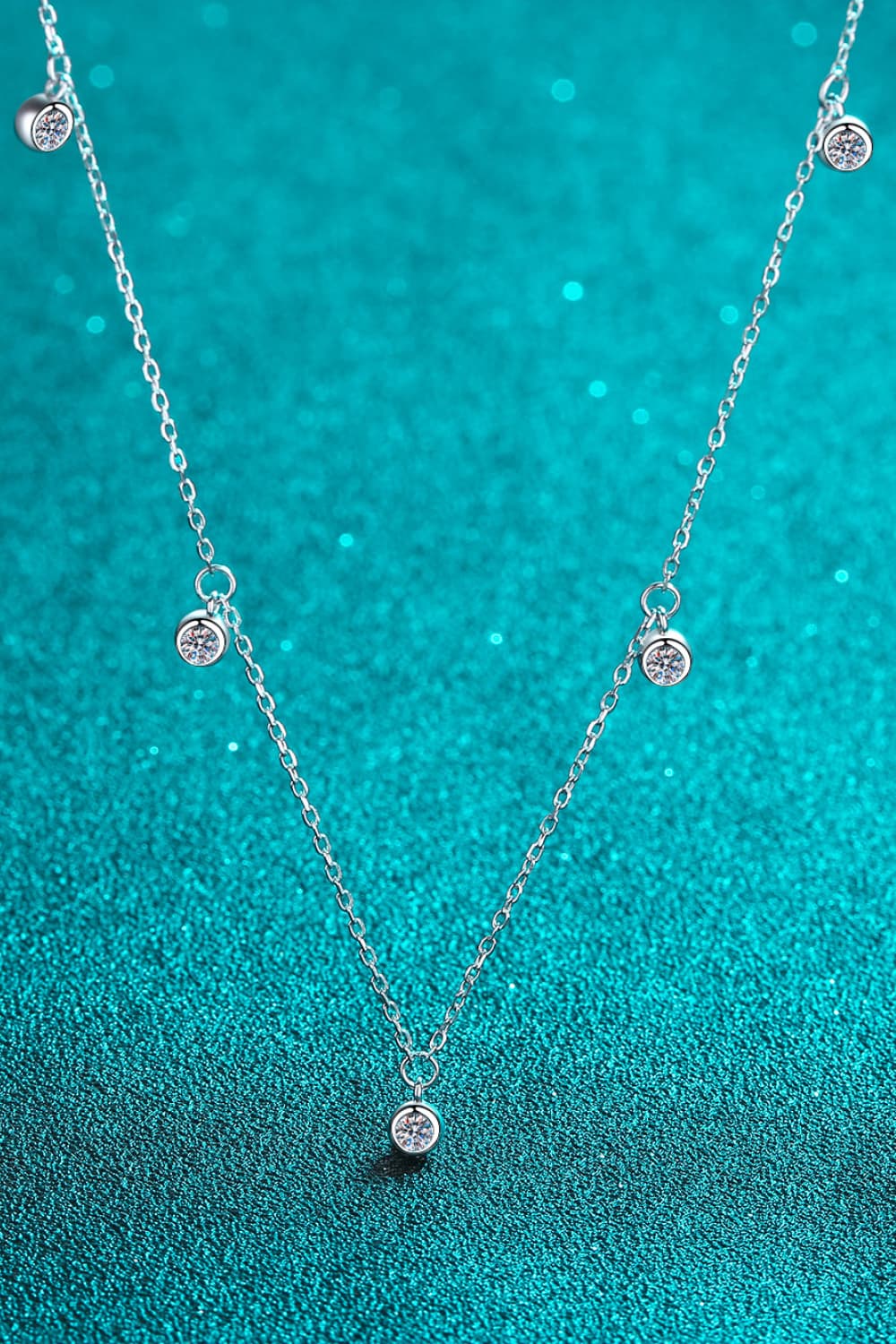 Moissanite Rhodium - Plated Necklace - adritiX
