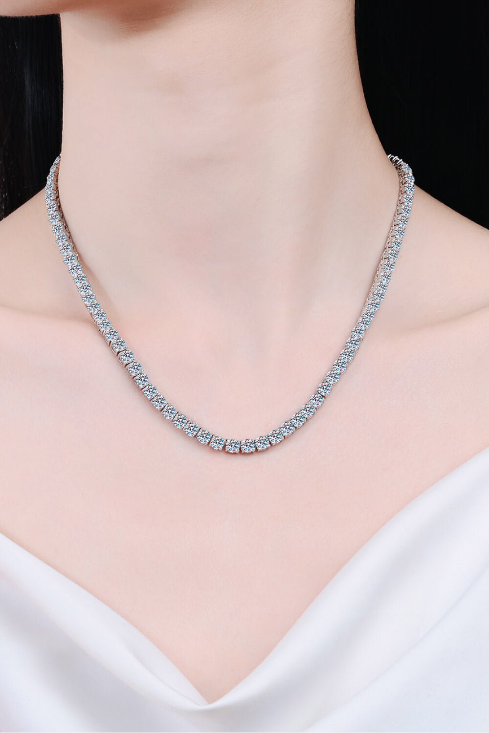 Moissanite Rhodium - Plated Necklace - adritiX