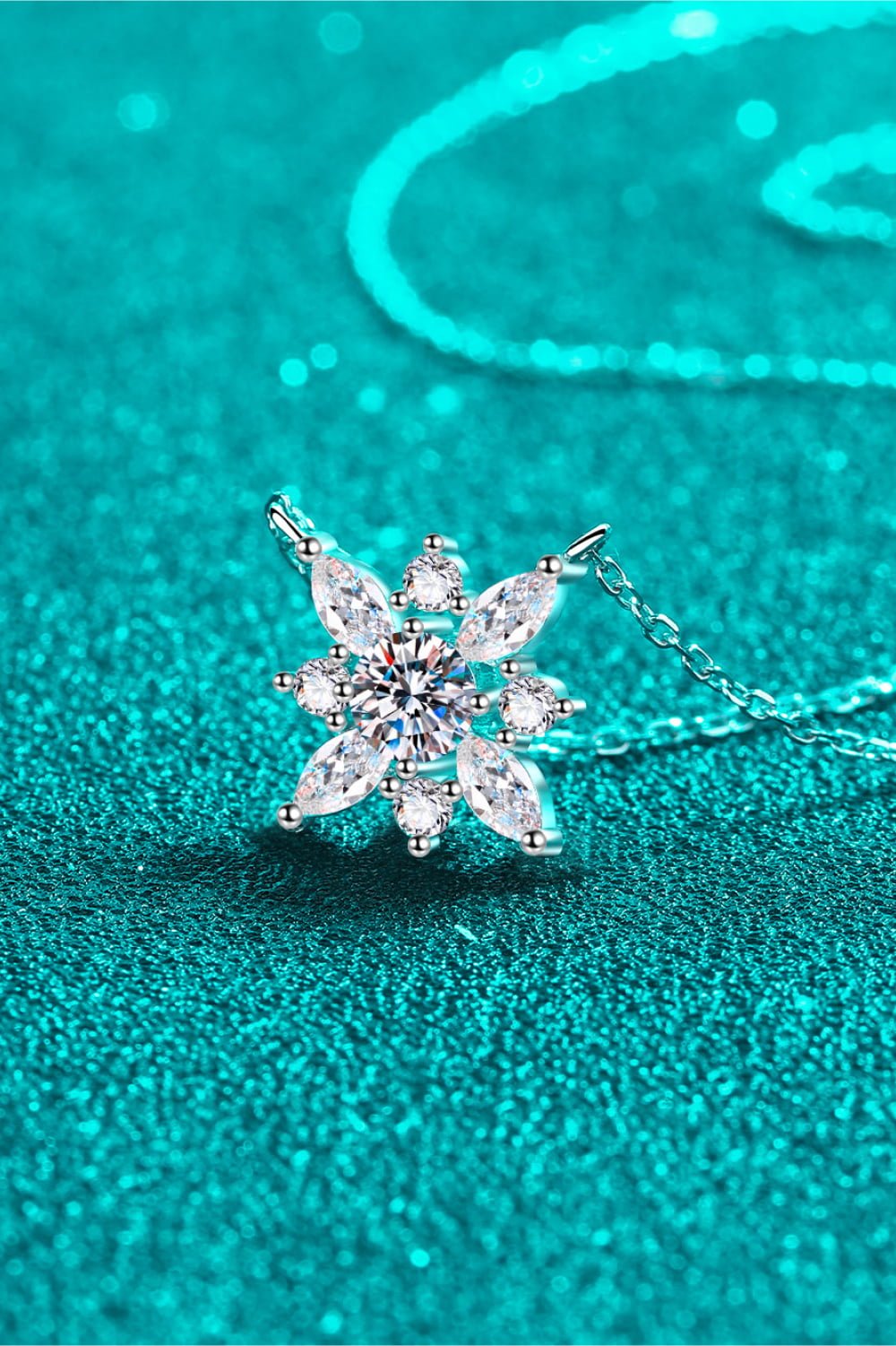 Moissanite Rhodium - Plated Necklace - adritiX