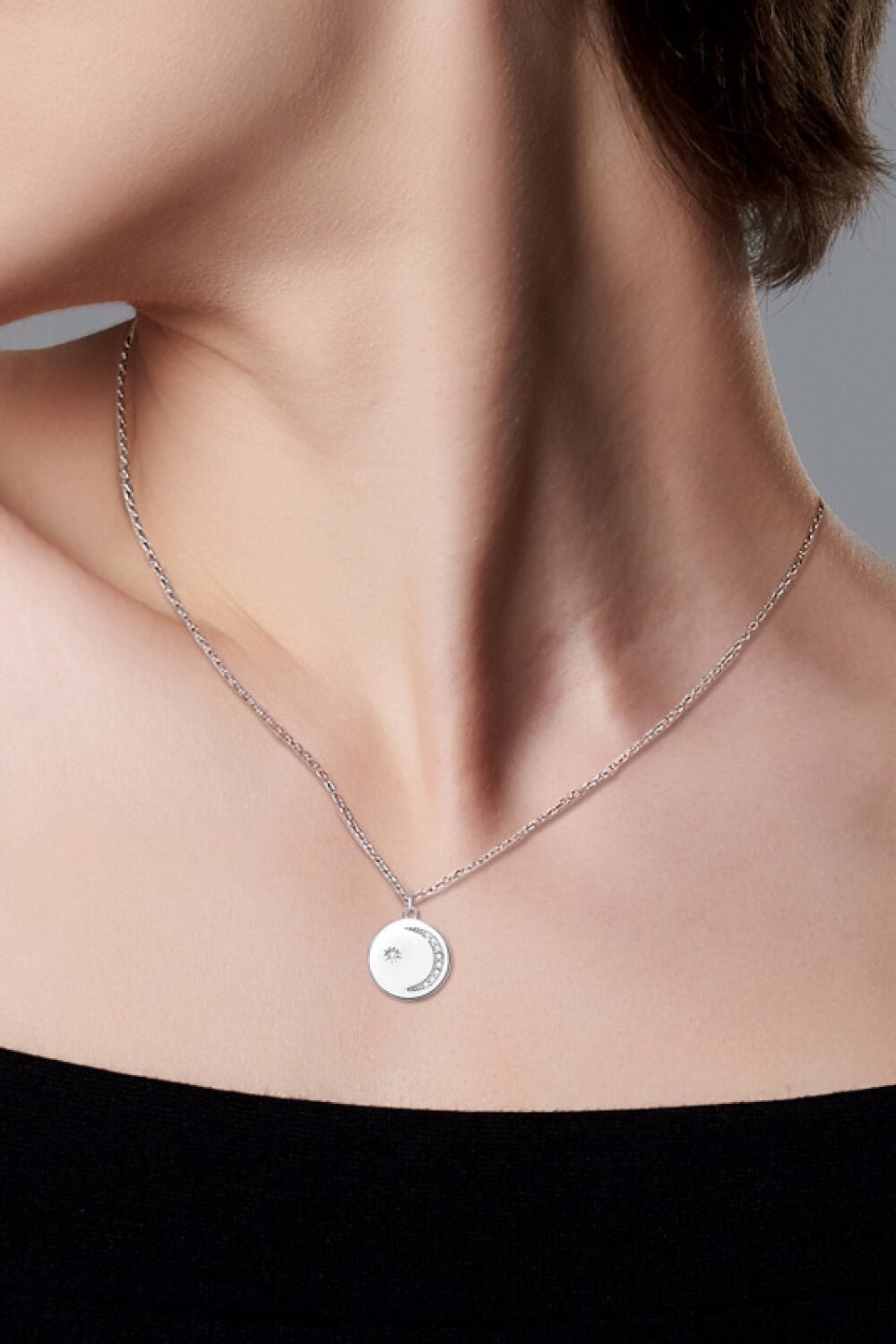 Moissanite Round Pendant Necklace - adritiX