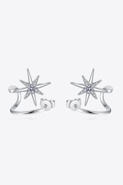 Moissanite Star Rhodium - Plated Earrings - adritiX