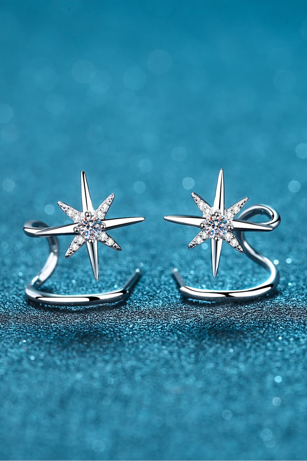 Moissanite Star Rhodium - Plated Earrings - adritiX