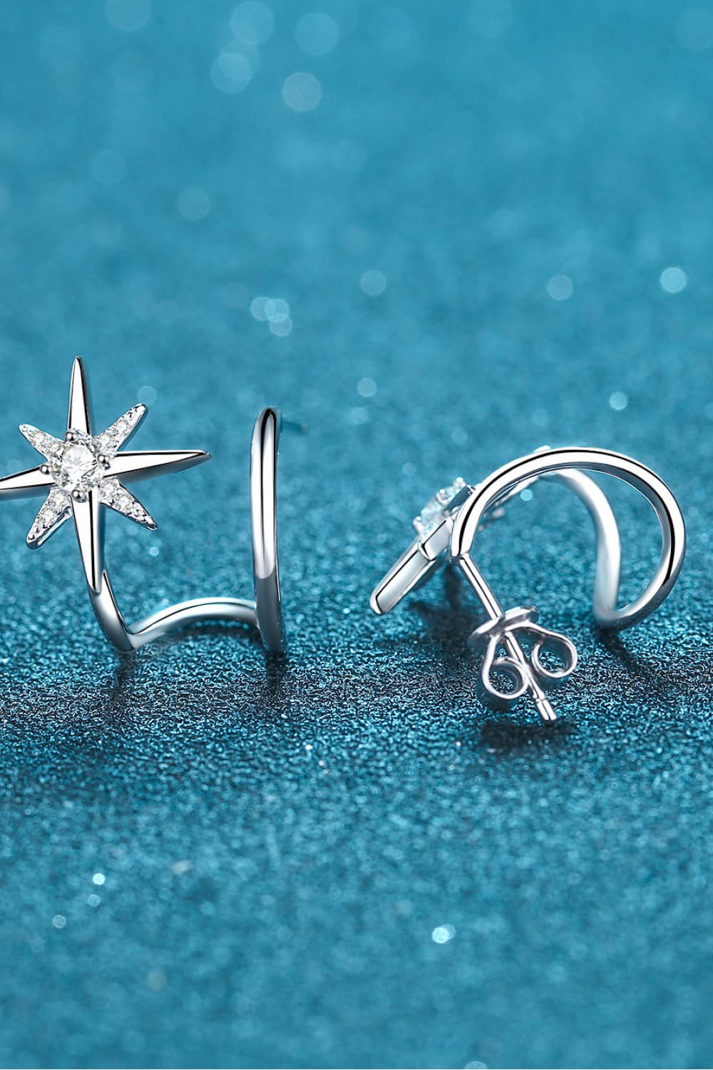 Moissanite Star Rhodium - Plated Earrings - adritiX