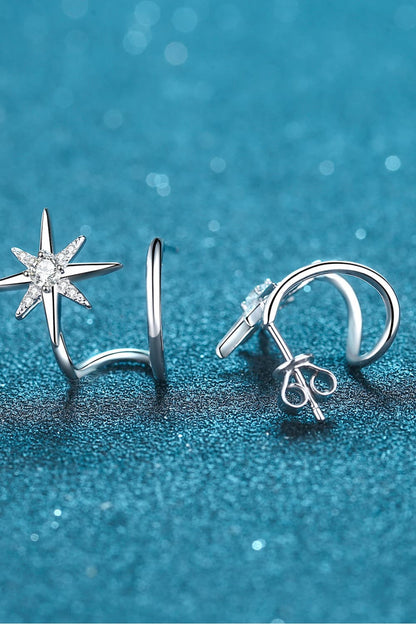 Moissanite Star Rhodium - Plated Earrings - adritiX
