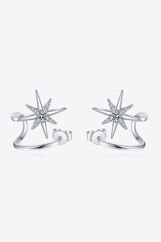 Moissanite Star Rhodium - Plated Earrings - adritiX