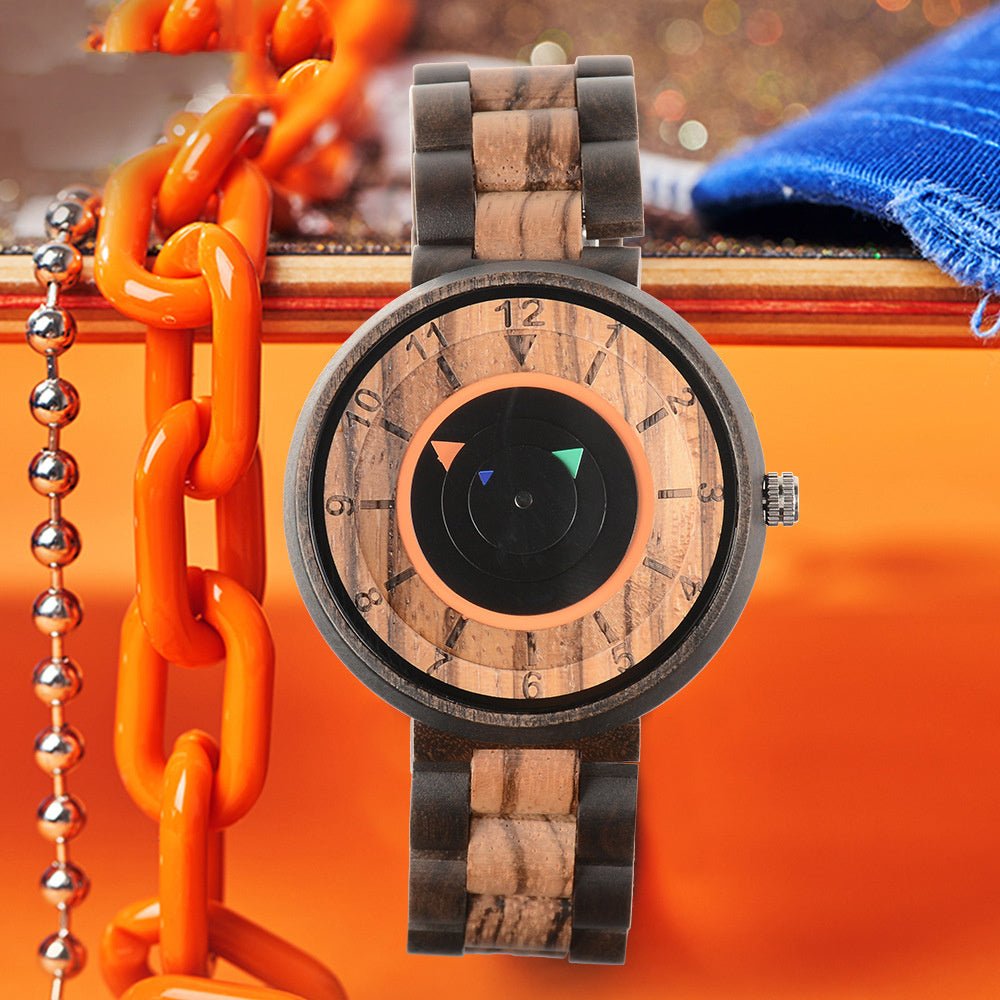 No Pointer Concept Quartz Watch Casual Personality Wood - adritiX