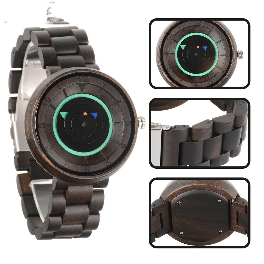No Pointer Concept Quartz Watch Casual Personality Wood - adritiX