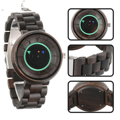 No Pointer Concept Quartz Watch Casual Personality Wood - adritiX