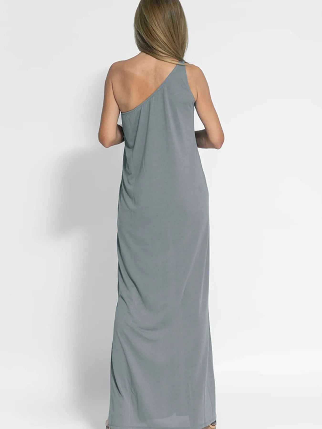One - Shoulder Maxi Dress with Side Slit - adritiX