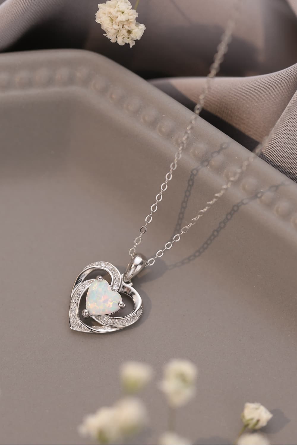 Opal Heart Pendant Necklace - adritiX
