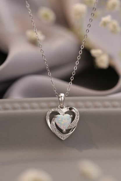 Opal Heart Pendant Necklace - adritiX